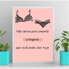 Quadro Decorativo Frase Lingerie 24X18Cm - Com Vidro Preta