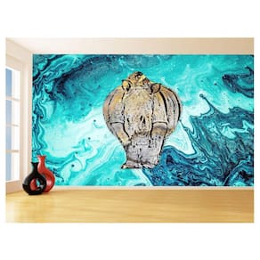 Papel De Parede 3D Animais Pop Art Rinoceronte 3,5M Pxa481
