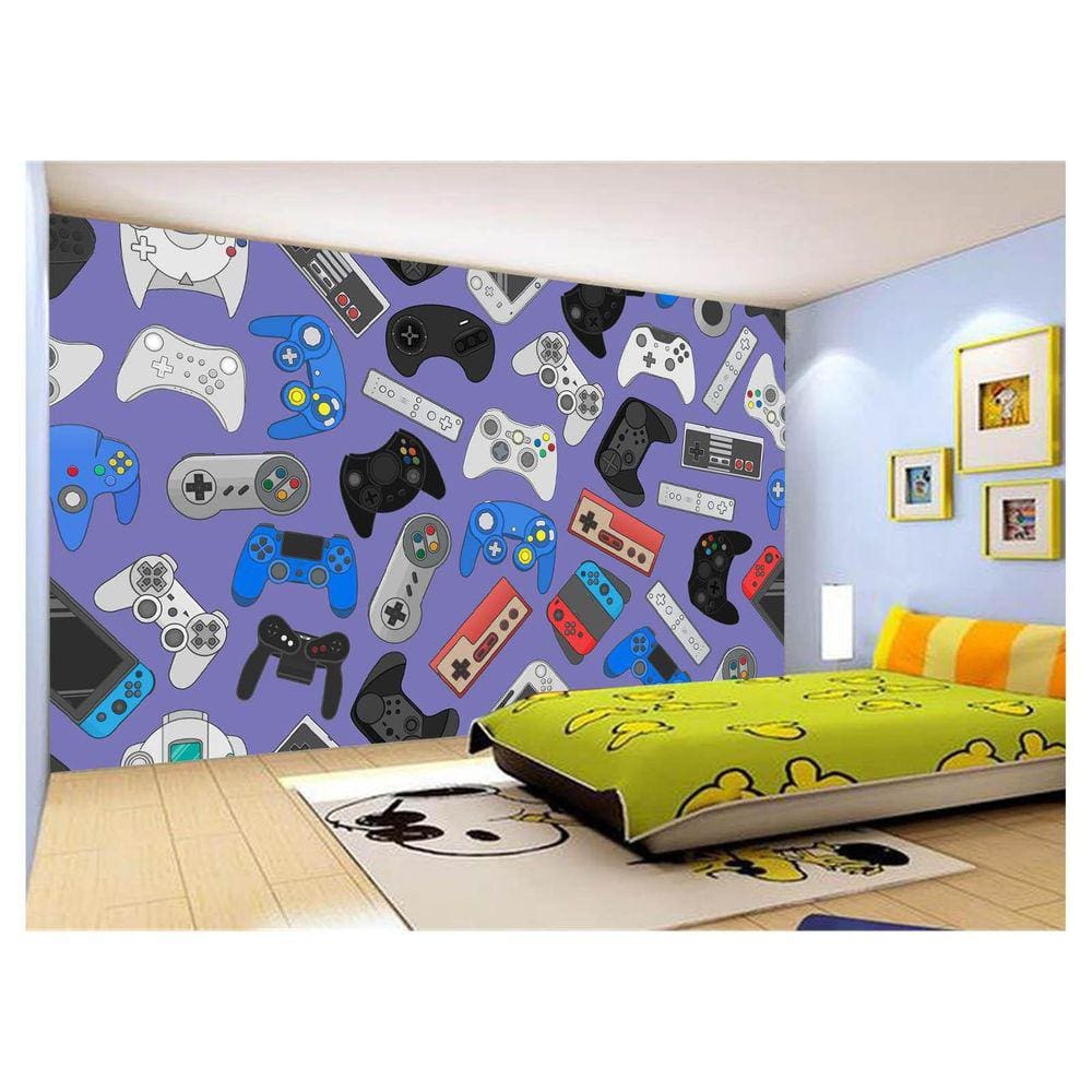 Papel De Parede 3D Infantil Controle Game Jogo 3,5M Azs238