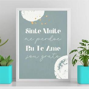 Quadro Mantra Hoponopono 45X34Cm - Com Vidro Preta