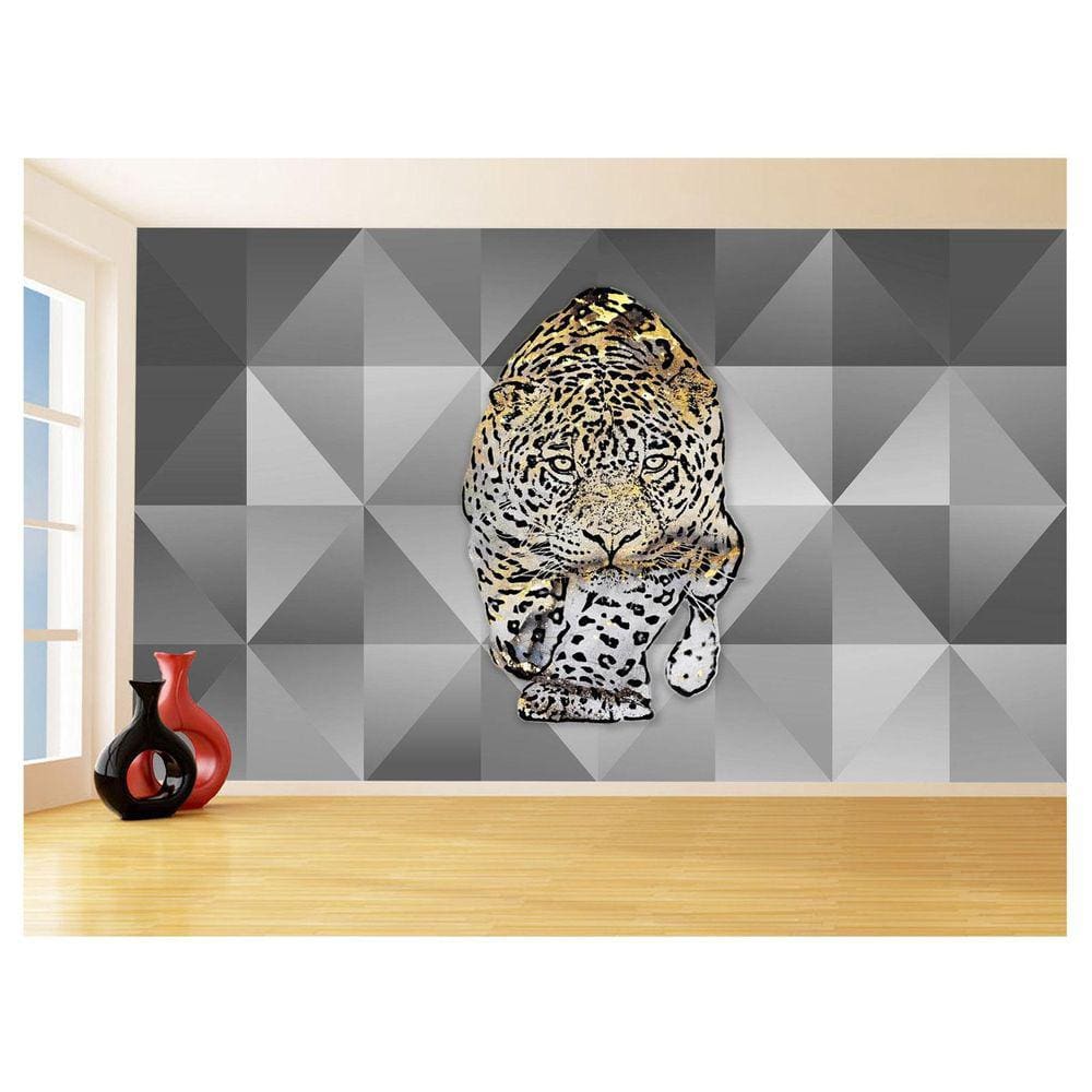 Papel De Parede 3D Animais Pop Art Onça Pintada 3,5M Pxa105