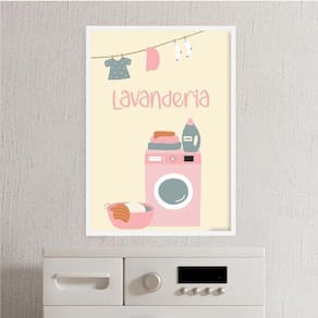 Quadro Decorativo De Lavanderia 45X34Cm Branca