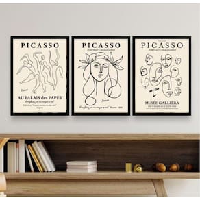 Quadros Minimalistas Picasso 33x24cm - Moldura Madeira Preta
