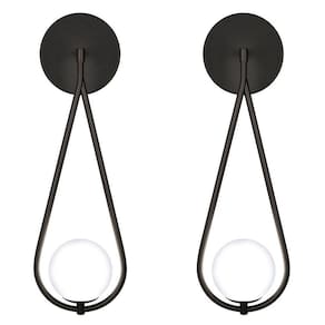 Kit 2 Luminárias Arandela Parede Gota Globo Vidro Sala Preto