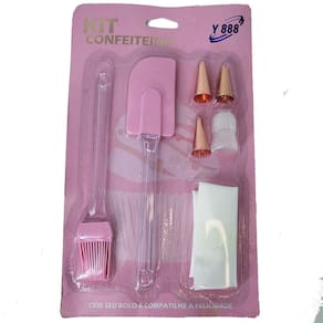 Kit Confeiteiro Contendo 1 Saco 3 Bicos Metal 1 Pincel 1 Pão