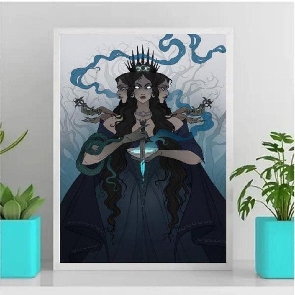 Quadro Decorativo Deusa Hecate 24x18cm - Vidro