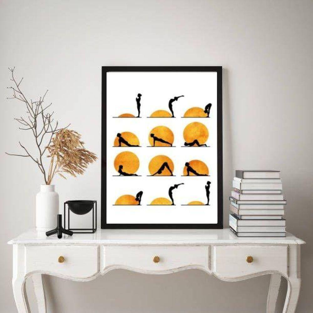 Quadro Decorativo Yoga 24x18cm Moldura Preta