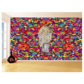Papel De Parede Animais Pop Art Leoa Colorido 3,5M Pxa438