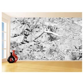 Papel De Parede 3D Arte Recortes Jornal Preto 3,5M Tra95