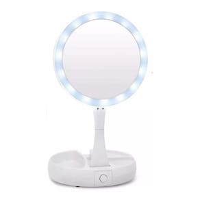 Espelho Luz Led Iluminador Mesa Maquiagem Portátil Aumento