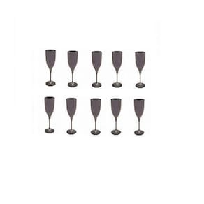 Kit 5 Taças Champanhe Cinza Acrílico Leve 180Ml