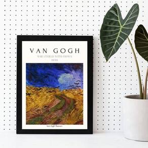 Quadro Van Gogh Wheatfield - 24x18cm - Moldura Preta