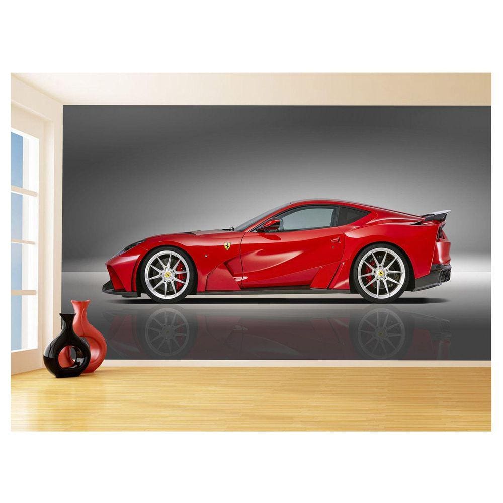 Papel De Parede 3D Carro Ferrari Vermelha Pista 3,5M Car130