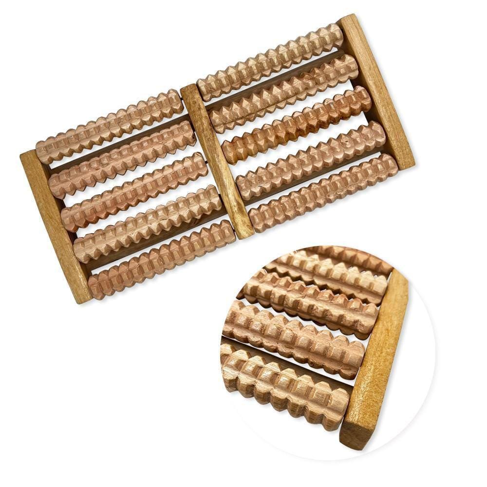 Massageador Para Pés Rolo Madeira Massagem Dor No Pé Fascite