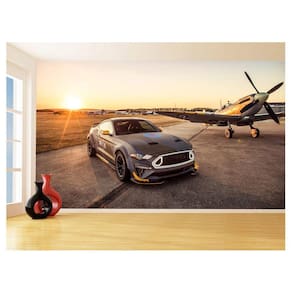 Papel De Parede 3D Carro Ford Mustang Avião Caça 3,5M Car76