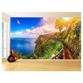 Papel De Parede 3D Praia Mar Paisagem Céu Azul 3,5M Npr329