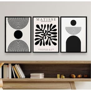 Kit 3 Quadros Minimalistas Formas Geométricas - 33x24cm