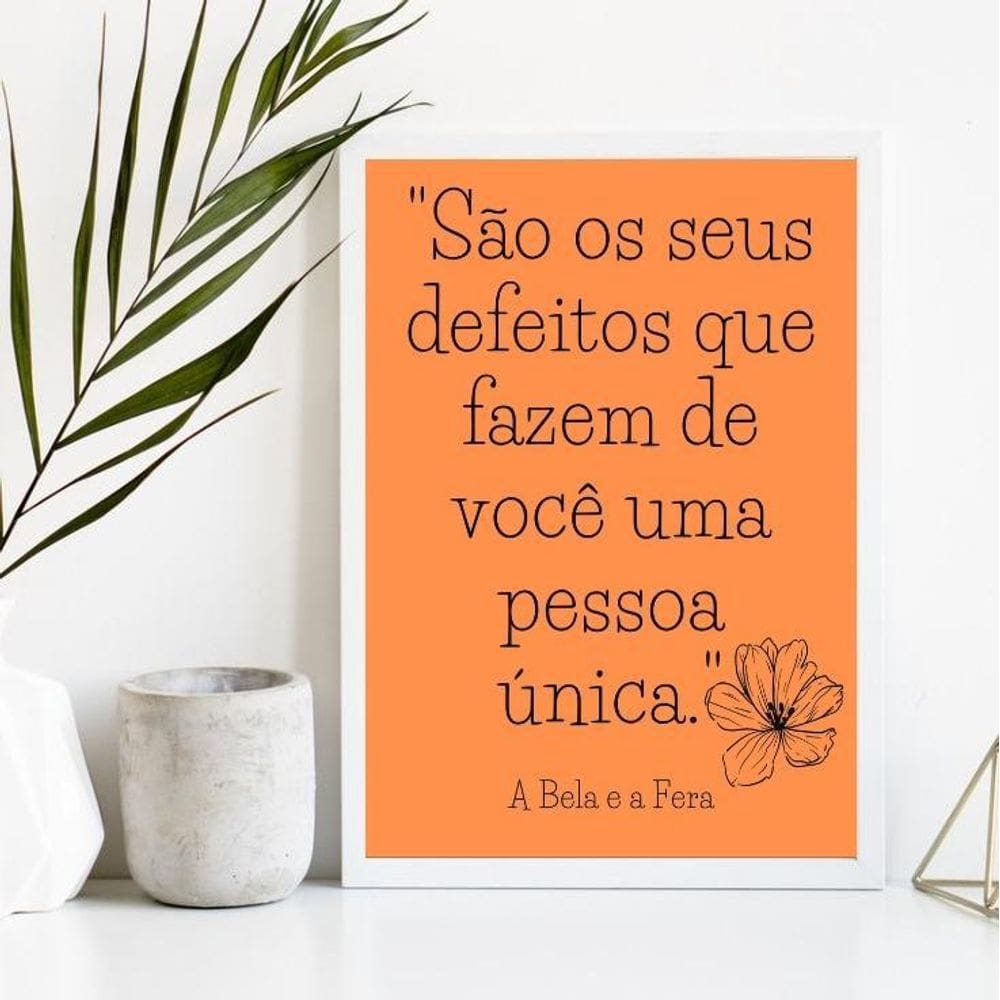 Quadro 33x24cm com Vidro e Moldura de Madeira Branca