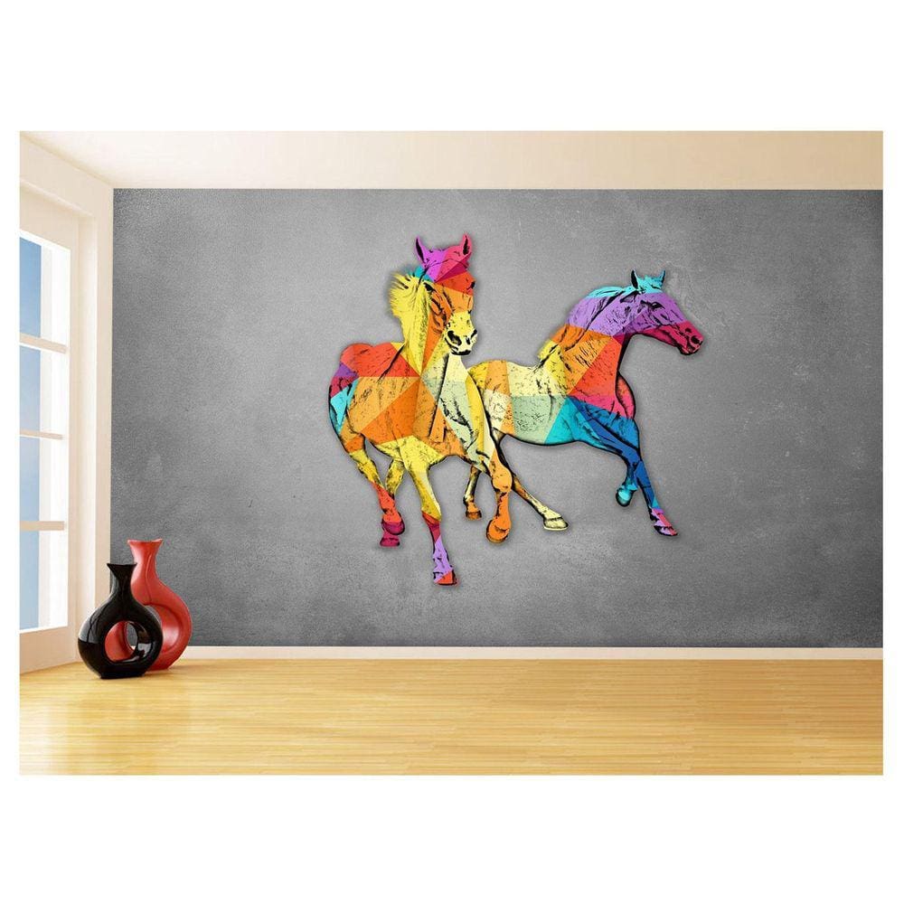Papel De Parede Animais Pop Art Cavalos Cores 3,5M Pxa370