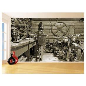 Papel De Parede 3D Moto Custom Chopper Viagem 3,5M Bkm120