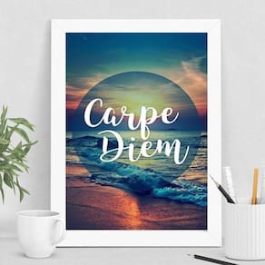 Quadro Decorativo Praia Por do Sol 24x18cm - Vidro