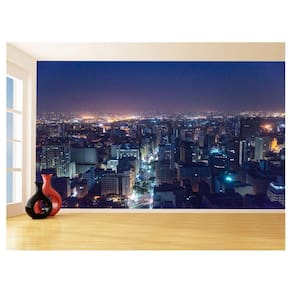 Papel De Parede 3D Cidade Prédios Noite Luzes 3,5M Ncd361
