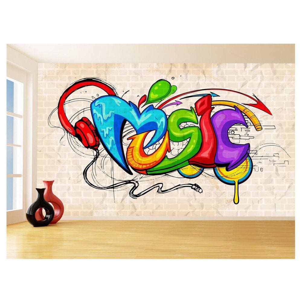 Papel De Parede 3D Sala Quarto Musica Arte Cores 3,5M Mus26