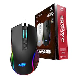 Mouse Gamer 12800 Dpi Usb Led Rgb Macho 7 Botões Black