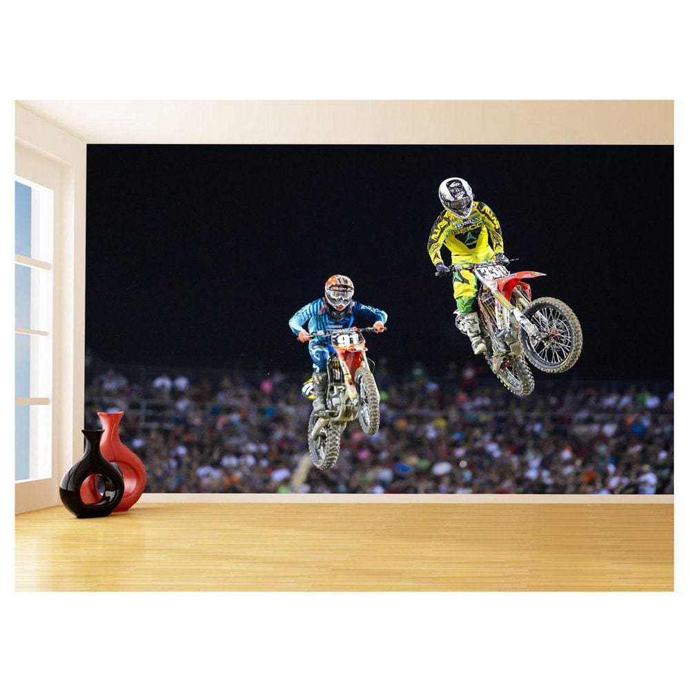 Papel De Parede 3D Moto Cross Trilha Terra Mx 3,5M Bkm18