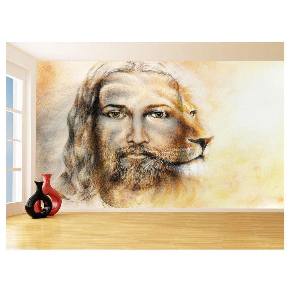 Papel De Parede 3D Religioso Jesus Leão De Judá 3,5M Rl92