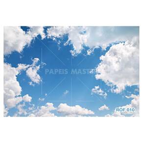 Papel De Teto Céu Azul Nuvem Branca Dia Manhã 3,5M Rof10