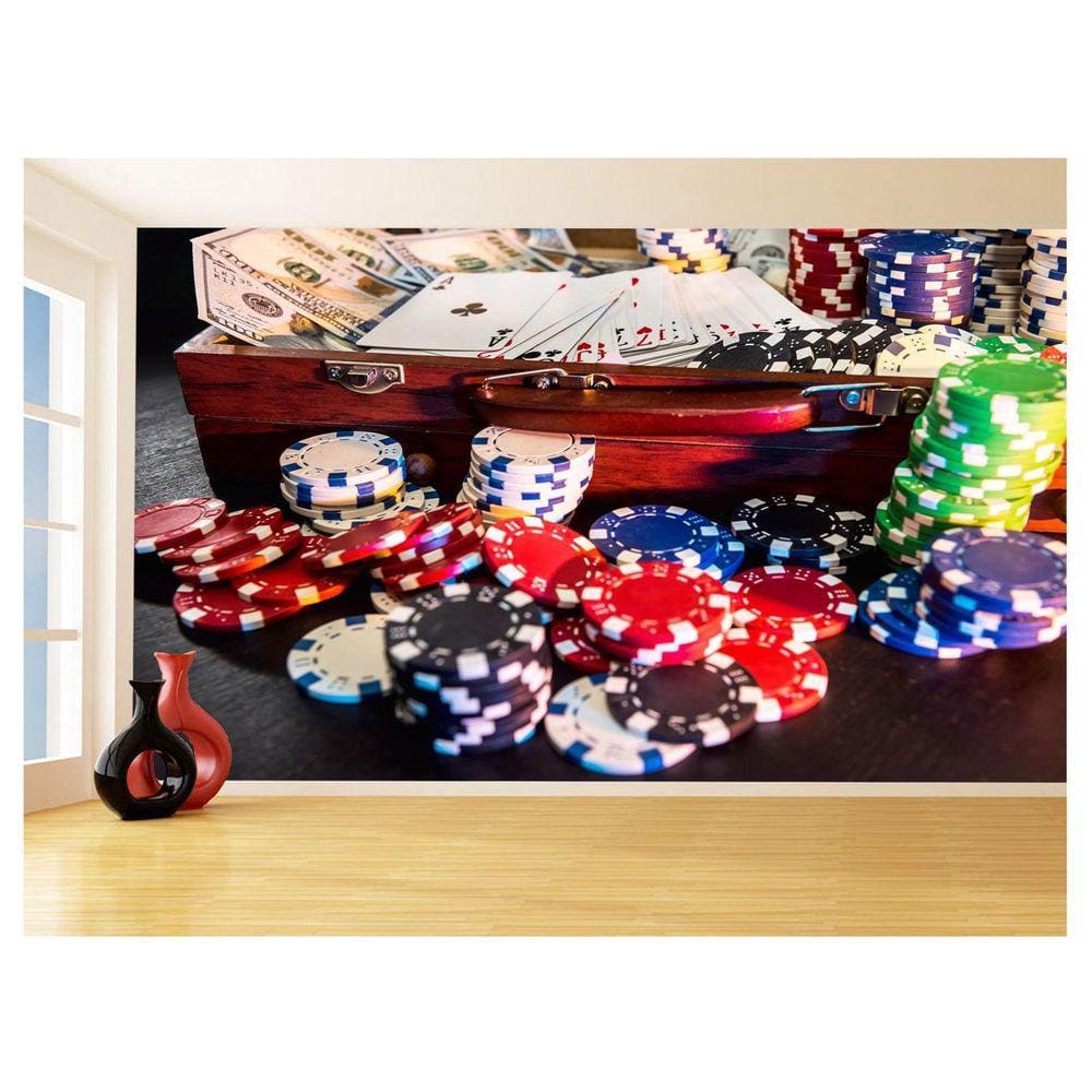 Papel De Parede 3D Salão De Jogos Cartas Poker 3,5M Jcs94