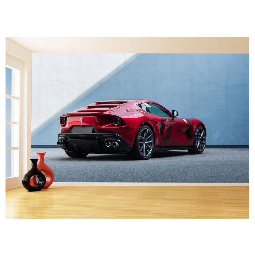 Papel De Parede 3D Carro Ferrari Vermelha Pista 3,5M Car133