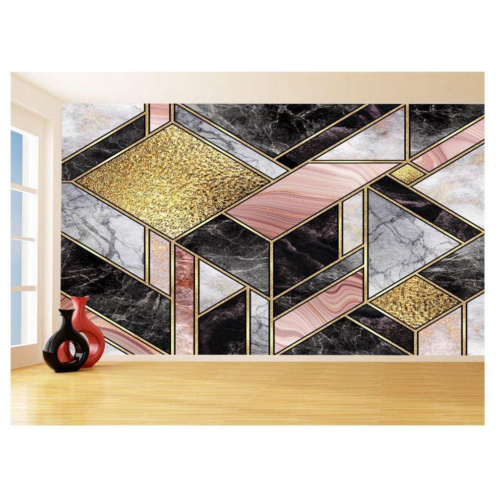 Papel De Parede 3D Estilo Marmore Cores Formas 3,5M Mbr22