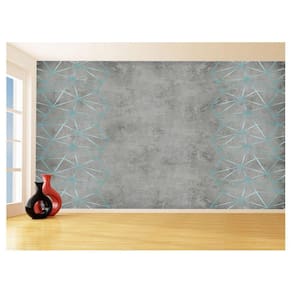 Papel De Parede Concreto Linhas Azul Turquesa 3,5M Kkt265