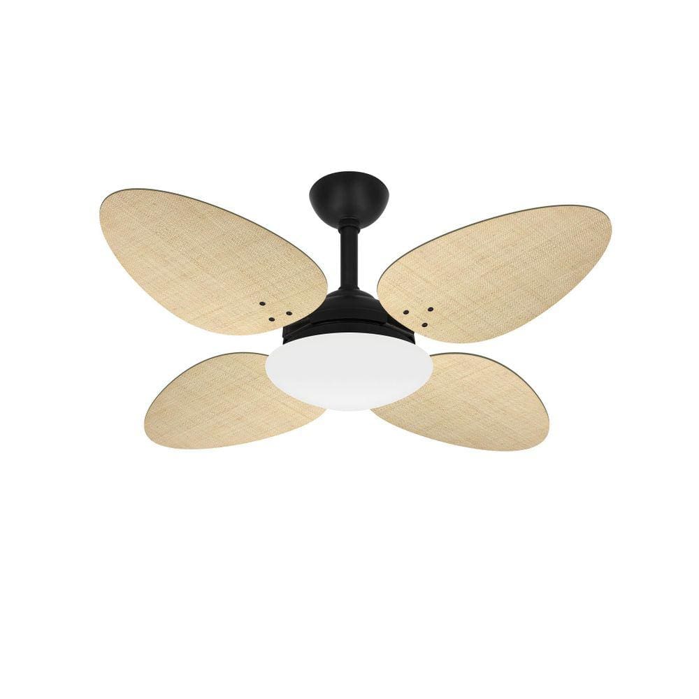 Ventilador Teto Preto 4 Pás Palha Potente Trevo Ventax 110V