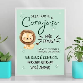 Quadro Infantil Safari Forte E Corajoso 33x24cm