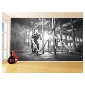 Papel De Parede 3D Academia Exercício Crossfit 3,5M Aca14