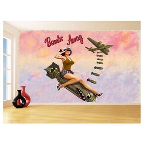 Papel De Parede 3D Arte Pinup Pin Up Bomba Bomb 3,5M Tra118