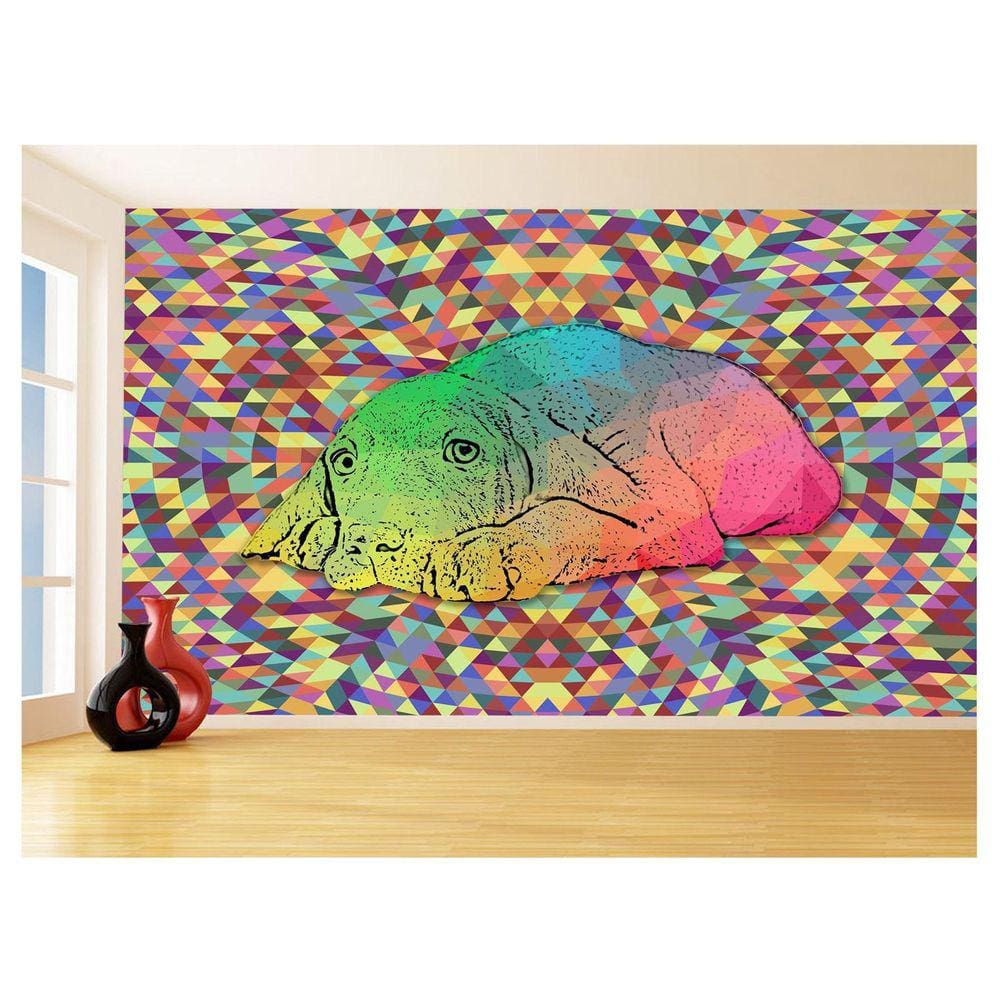 Papel De Parede 3D Animais Pop Art Cachorro Pet 3,5M Pxa212