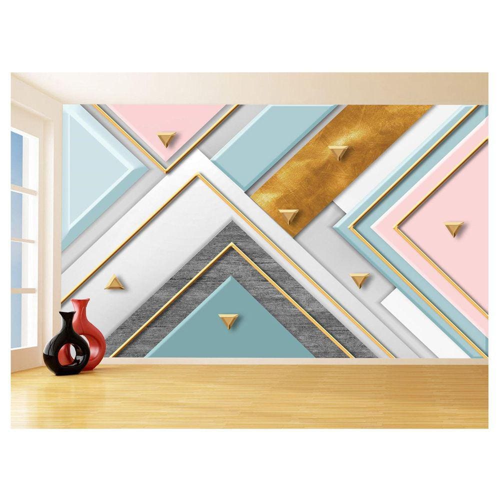 Papel De Parede Geométrico Triângulo Abstrato 3,5M Gmt109