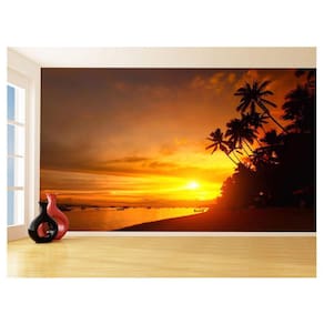 Papel De Parede 3D Paisagem Por Do Sol Mar Praia 3,5M Pds36