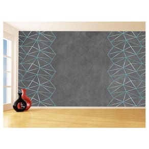 Papel De Parede Concreto Linhas Azul Turquesa 3,5M Kkt281