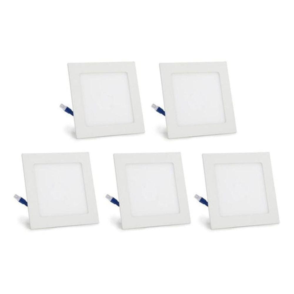 Painel Embutir Kit 5 Painéis 12W Frio 6500K - Alumínio