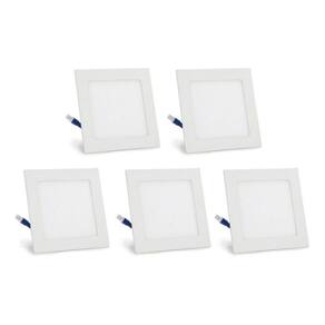 Kit 5 Painel Embutir Quadrado 24W Branco Frio - 29,2x29,2cm