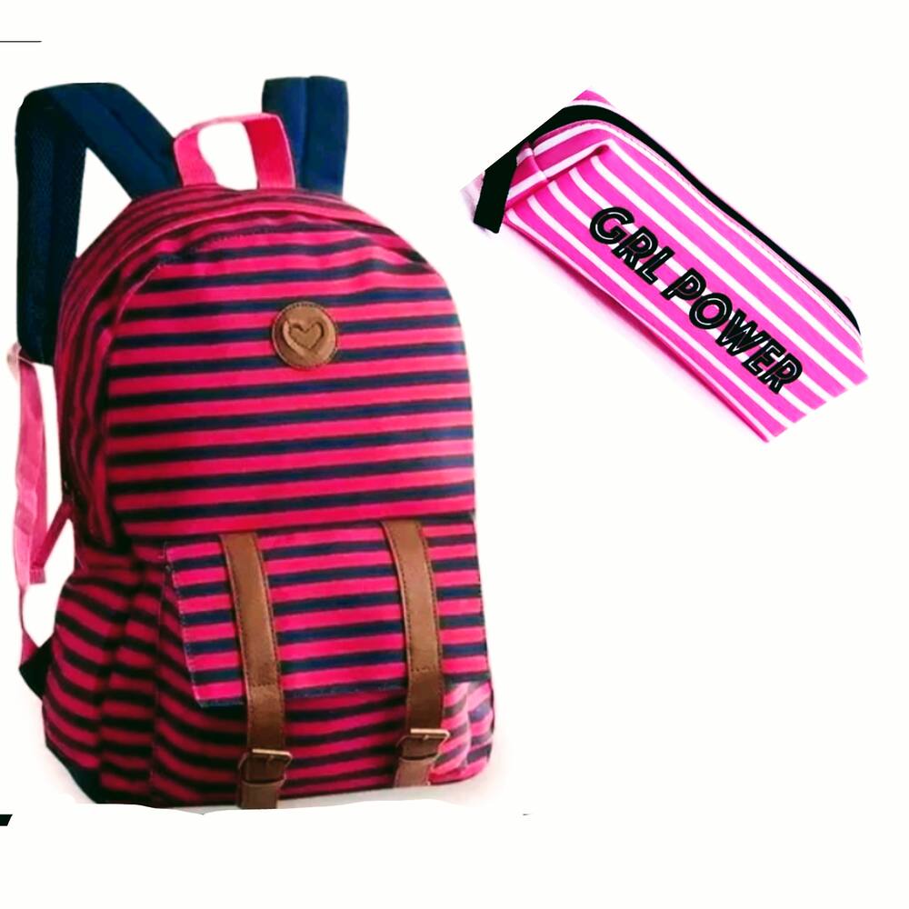 Mochila juvenil listas+ estojo