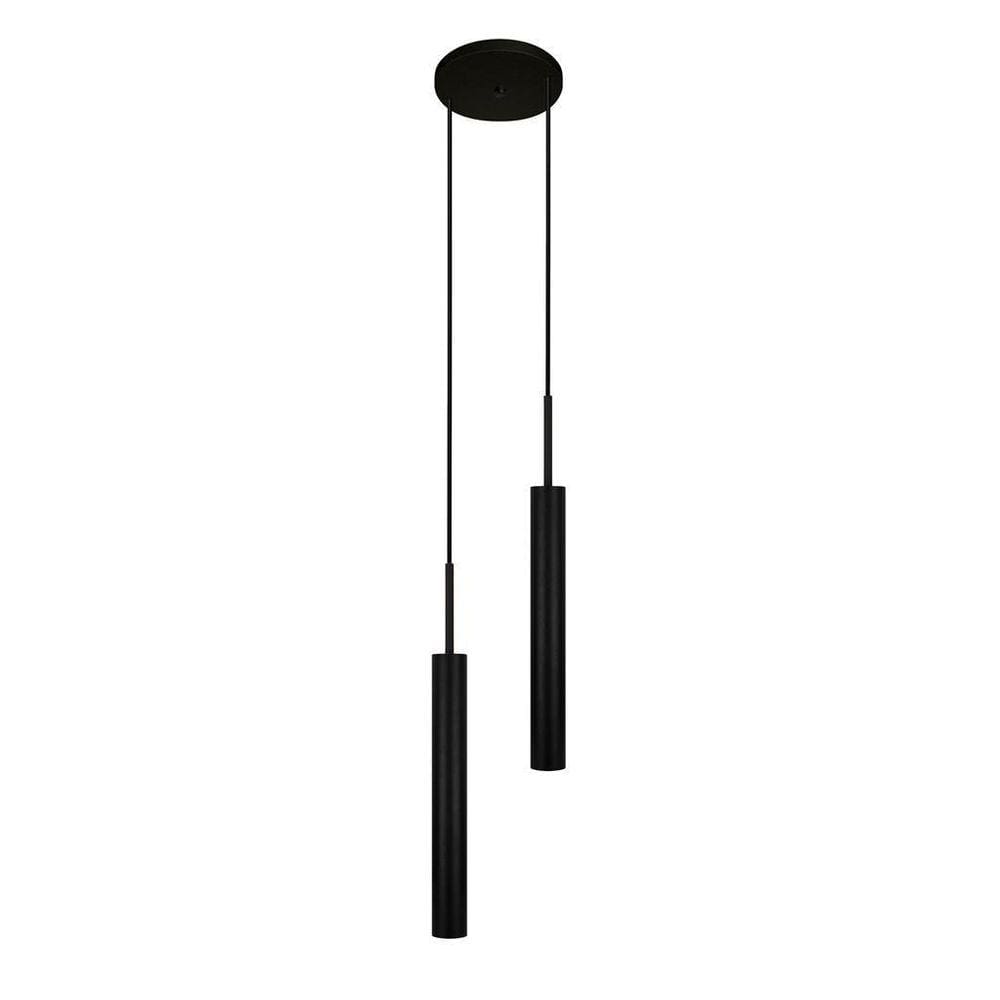 Luminária De Teto Pendente Tubo Duplo Sala Ilha Mesa Preto