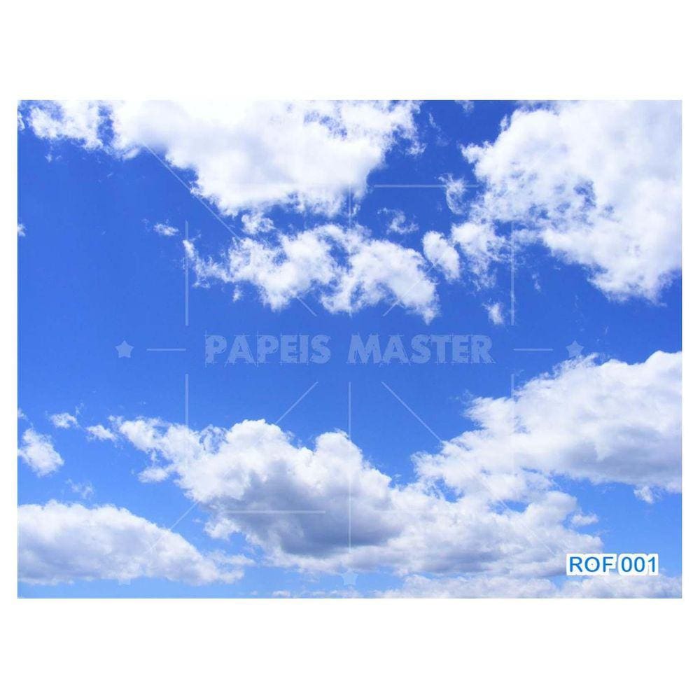 Papel De Teto Céu Azul Nuvem Branca Dia Manhã 3,5M Rof01