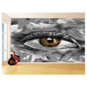 Papel De Parede 3D Arte Olho Preto Branco Rosto 3,5M Tra97