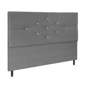 Cabeceira Cama Casal Box 140cm Virgínia Suede Cinza E-Frame